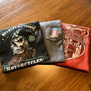 Lot of 3 Harley-Davidson Skull Freedom, and the Big #1 logo T-Shirt Trio